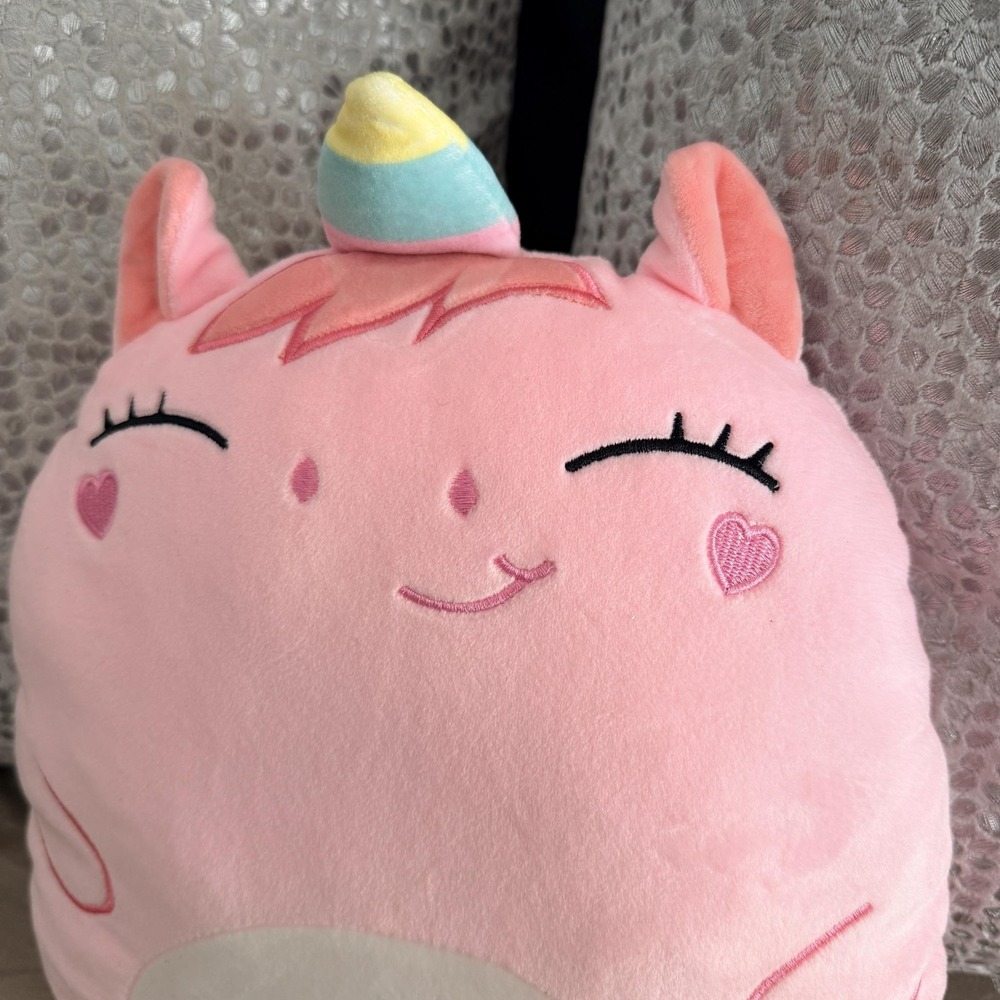 Unicorn Plush Stuffed Toy Medium Pink Happy Birthday Pillow Cute Kawaii Decor
